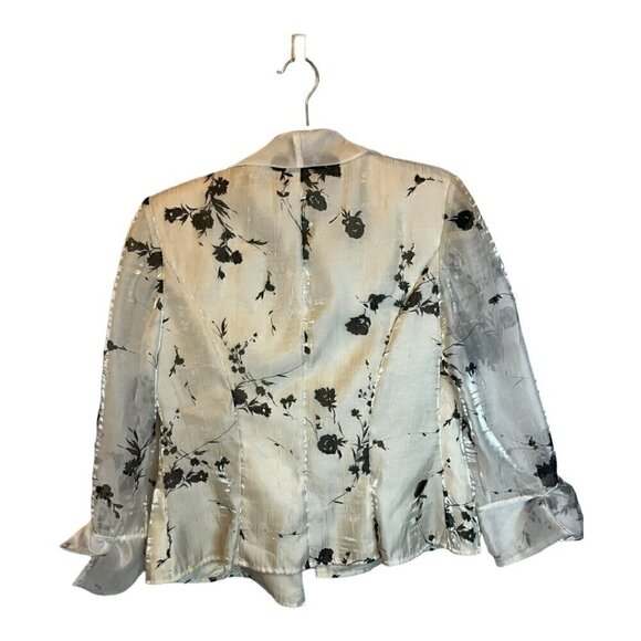 Alex Evenings‎ Jacket Women's Size Small Sheer Leaves White Formal - Picture 2 of 4